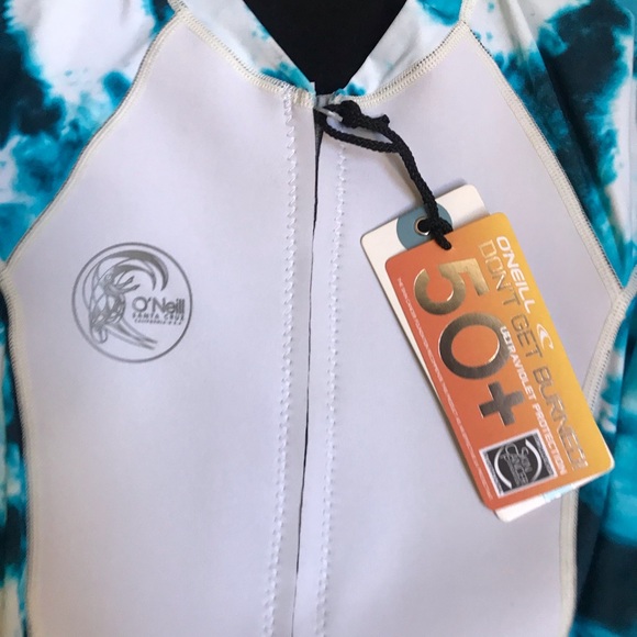 ONeill Australia -Bahia Neo Skins L/S Spring Wetsuit -Sz 4 - White/Turquoise NWT - Picture 2 of 8